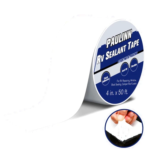 PAULINN RV Camper Roofing Repair Sealant Tape White, 4 Inch X 50 Foot Natural Rubber Roof Sealing Tape, UV & Weatherproof Roof Seal Tape for RV Camper Trailer Boat Sealing Leak Repair