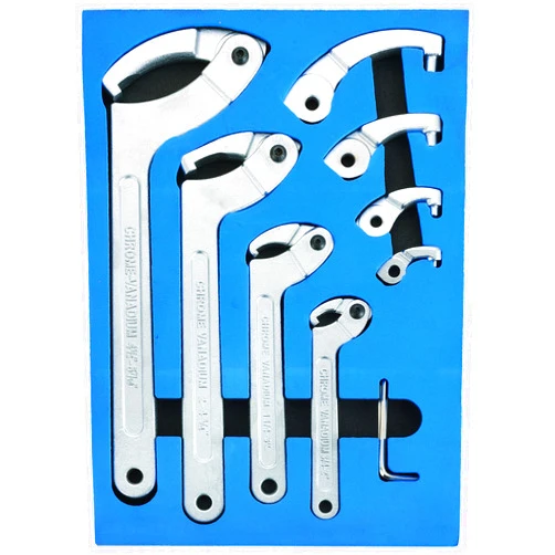 DASBET 8pcs Adjustable Pin Spanner Wrench Tool Set, C-Shape Pin Hook Wrenches with Changeable Head for Pipes Heating Cars, Spanner Nut Wrench for Suspension System, 3/4