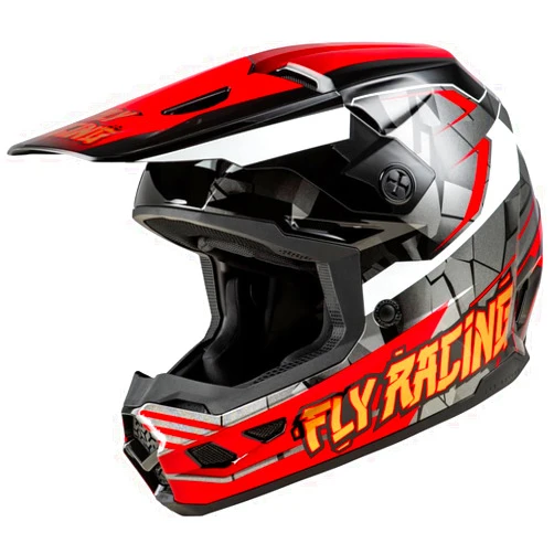 Fly Racing Youth Kinetic Scorched Offroad Helmet (Red/Black/White, Large)