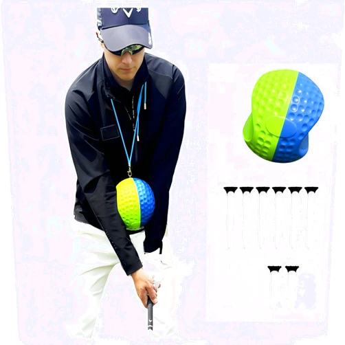 HERZ Golf Training Aid Ball for Impact Precision&Swing Consistency - Soft Memory Foam Swing Trainer to Fix Slicing, Scooping & Chicken Wing - Body Connection Tool with Adjustable Lanyard for Golfers