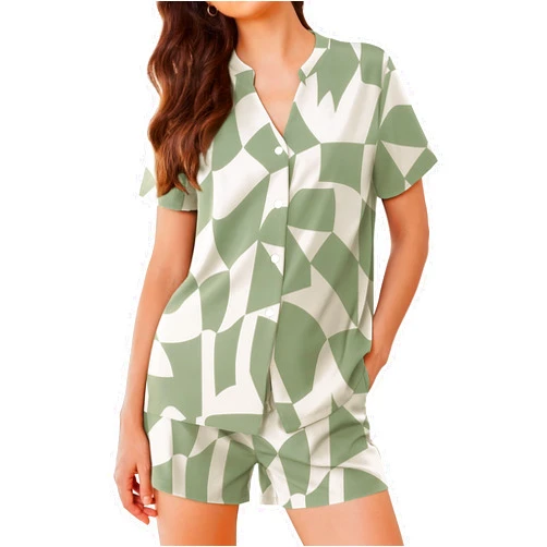 Ekouaer Women Pajamas Set Button Down Printed Pj Lounge Sets Soft Loose Loungewear Sleepwear