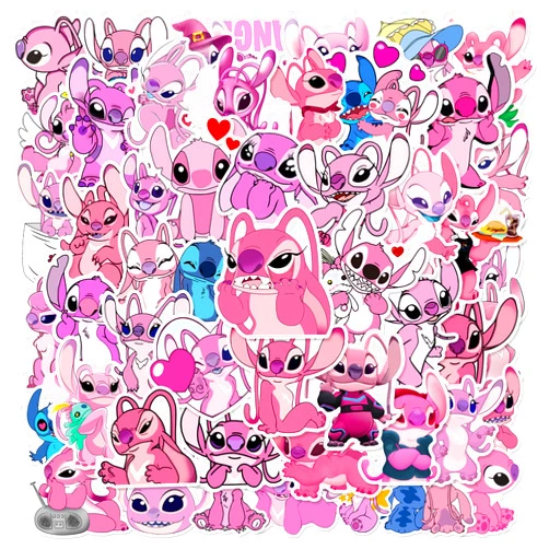 MUYINGZHUO Lilo Stitch Angel Stickers, 50PCs Pack, Vinyl Decals & Stickers for Laptop, Hydro Flask, Water Bottle, Bumper Car, Planner Stickers for Kids, Toddlers, Teens, Girls (Lil Angel)
