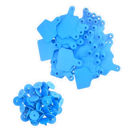 WMYCONGCONG 100 PCS Blank Ear Tags Livestock Identification Ear Tag Blank Tags for Goats Sheep Pigs Hogs Cows Cattle Calf Horse (Blue)