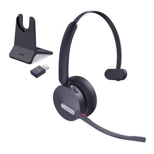 Yealink WH64 Hybrid with DECT Dongle & Charging Stand, 492ft Range,26 Talk Time Bluetooth Headset for Teams, Zoom Skype UC Certified, Noise Cancelling Headset with 3X Mic, Work Headset for PC Phone