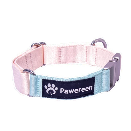 Pawereen Dog Collar, Eco-Friendly Recycled Polyester Webbing | Soft Hypoallergenic, Durable Metal Buckle, Adjustable Size | Size XS, Peach Creme