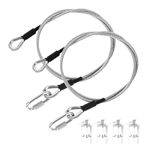 PHATRIP 2Pcs Lift Cable with 4Pcs Aluminum Alloy Rollers Pins Washers Replacement for Gorilla Trailer Tailgate Lifters with EZ Spring Clips