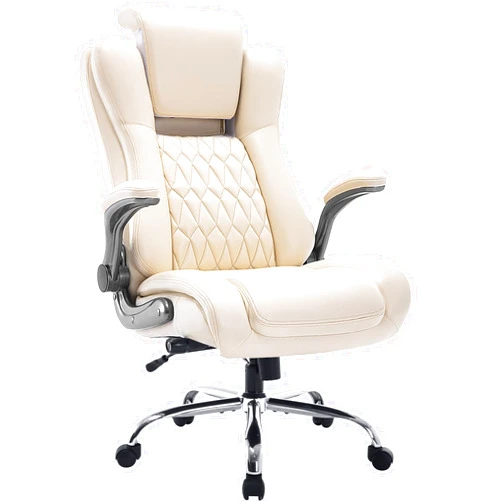 TERAO High Back Office Chair with Flip-up Armrests - Lifting Headrest, Built-in Adjustable Lumbar Support, Comfortable Home Office Chair, Executive Office Chair, Ergonomic Design, Sturdy Metal Base