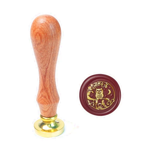 ANBOSE Animal Wax Stamp with Removable Brass Head Wooden Handle - Owl Wax Sealing Stamp for Envelope Sealing