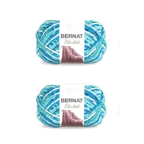 Bernat Blanket Tidepool Yarn - 2 Pack of 300g/10.5oz - Polyester - 6 Super Bulky - 220 Yards - Knitting/Crochet