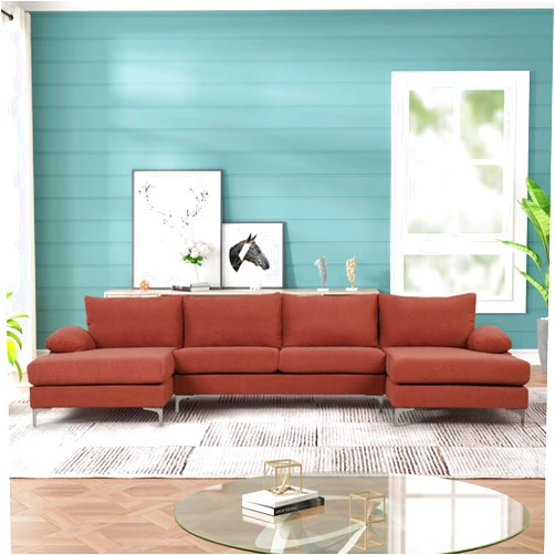 Casa Andrea Milano Luxury Modern Large Boucle U-Shape Sectional Sofa, Double Extra Wide Chaise Lounge Couch