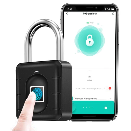 AICase Fingerprint Padlock Waterproof, Lock Smart Padlock, Anti-Theft Keyless Biometric Lock IP67 Outdoor/Indoor Lock Suitable for Luggage, Suitcase, Backpack, Bike, School Locker, Gym Locker Lock