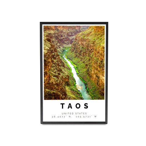 YPEKODRF Poster Canvas ArtTaos Poster Colorful Print Taos Wall Art Taos Photo Decor Taos Travel PrinttravelLiving Room Bedroom Home Decoration 8x12inch Metal Frame