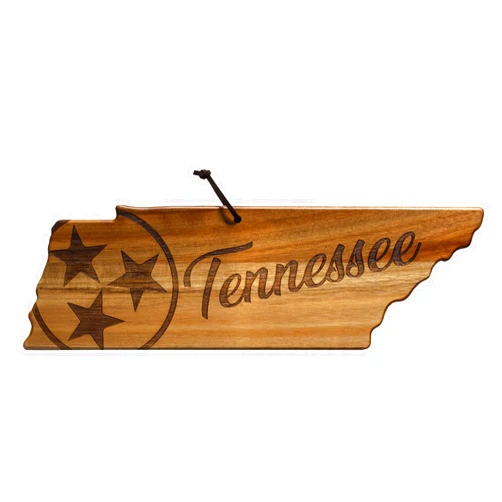 Totally Bamboo Rock & Branch Origins Series Tennessee State Shaped Cutting Board and Charcuterie Serving Tray, Includes Hang Tie for Wall Display