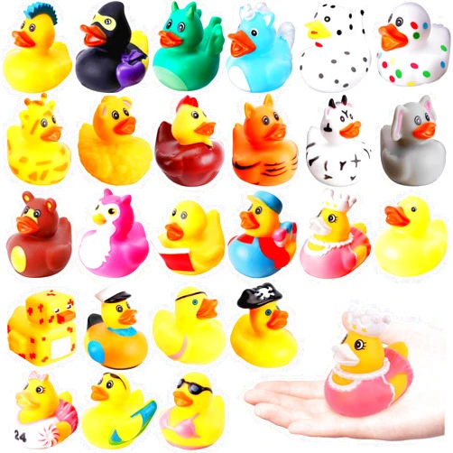HAKACC 25PCS Mini Rubber Ducks，Mini Duck Toy Ducking Baby Bath Rubber Ducks for Ducker Bath Toys Kids Birthday Gifts