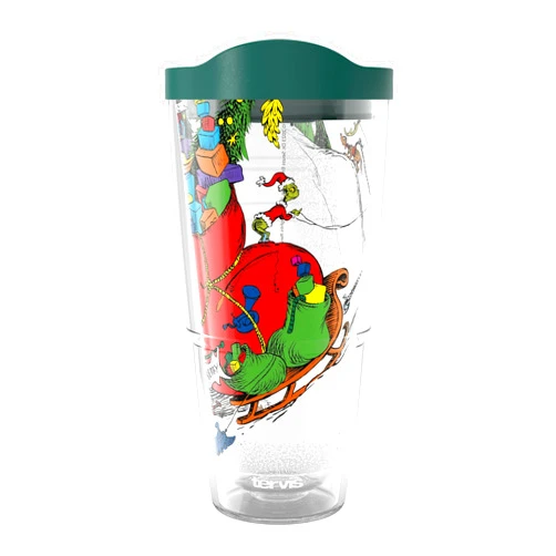 Tervis Dr. Seuss Grinch All Packed Up Made in USA Double Walled Insulated Tumbler Travel Cup Keeps Drinks Cold & Hot, 24oz, Classic