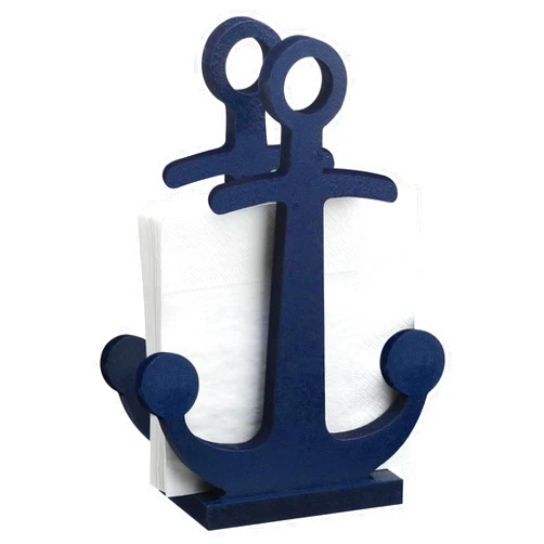 Reallnaive Vintage Wooden Nautical Anchor Napkin Holder Blue Freestanding Anchor Napkin Holder for Home Restaurant Wedding Supplies Party Decoration Table Decor Centerpiece
