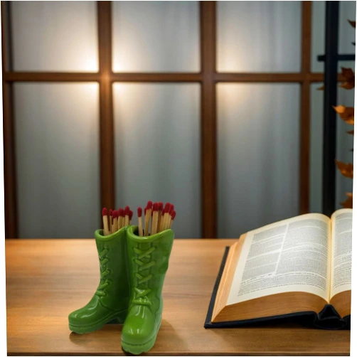 WJINNG Cowboy Boot Match Holder, Match Holder with Striker, Decorative Matches Holder, Matches Box for Kitchen Bathroom Candle Parlor Modern Home Decor (Green)