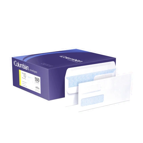 Columbian #10 Double-Window Self-Seal Security Envelopes, For Business Statements, Invoices, 4-1/8