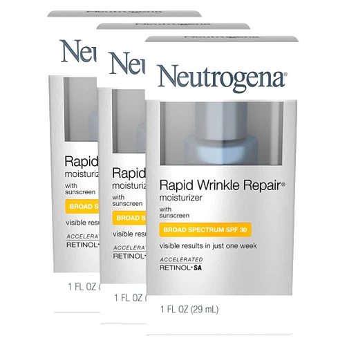 Neutrogena Rapid Wrinkle Repair Daily Face Moisturizer with SPF 30 & Hyaluronic Acid, 1 Fl. Oz. 3 Pack