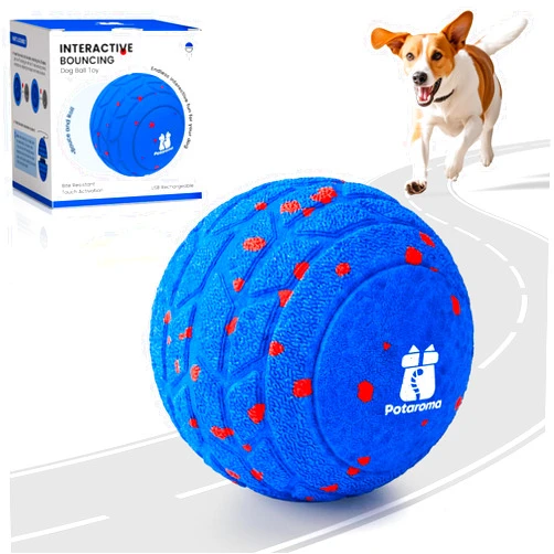 Potaroma Dog Ball Toys, Interactive Motion Activated 3 Mode Automatic Bouncing Ball Toys Durable E-TPU Material for Medium/Large Dogs, USB Rechargeable 3.2 Inches