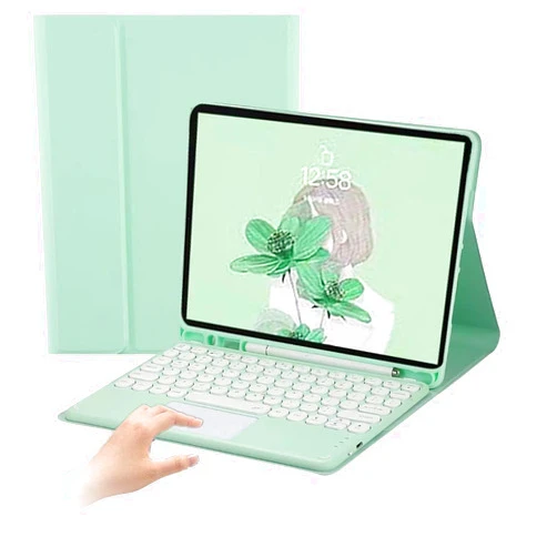 PboyiqiS Keyboard Case for Galaxy Tab A9 Plus 11 Inch 2023 Model (SM-X210/X216/X218), Trackpad Detachable Wireless Keyboard Slim Stand Folio Cover with S Pen Holder,Mint Green