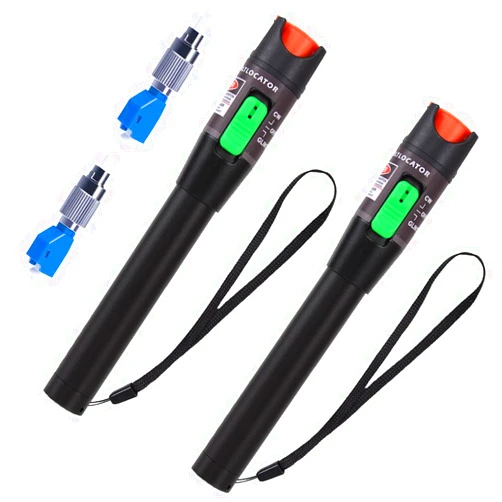 VFLTOOL 2PCS Visual Fault Locator Kit 30mW 30KM with 2.5mm Universal Connector FC Male to LC Female Adapter, VFL Red Light Pen for Network Cable Test, Fiber Optic Source Tester Detector Meter for FC,SC,ST,LC