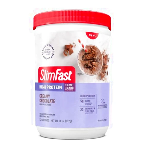 SlimFast Advanced Nutrition Creamy Chocolate Smoothie Mix – Weight Loss Meal Replacement – 20g protein – 11.4 Oz. Canister – 12 servings - Pantry Friendly