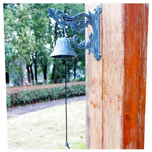 WDDD Cast Iron Doorbell Dinner Bell Antique Doorbell Villa Front Large Flower Leaf Classical Style Wrought Iron Bell Cast Iron Doorbell