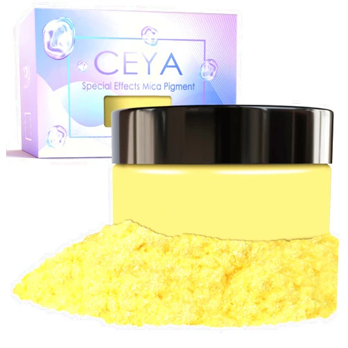 Ceya Highly Interference Mica Powder, 1.8oz/ 50g Empire Yellow Chrome Nail Powder, Cosmetic Grade Pearlescent Effect Color Shift Pigment for Epoxy Resin, Makeup, Nail Art, Soap, Candle, Slime, Paint