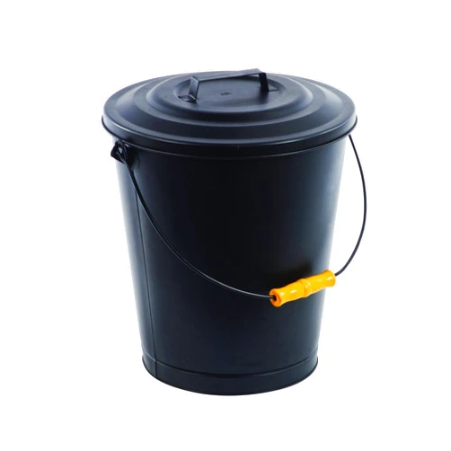 Pleasant Hearth Fireplace Ash Bucket with Lid,Black