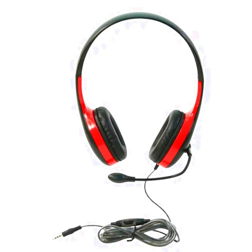 Califone On-Ear Headset with Gooseneck Microphone, 3.5mm, Red
