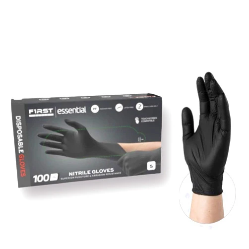 BNM Health First Glove Black Nitrile Disposable Gloves 3 Mil, Latex & Powder Free