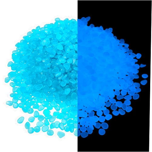 Ajuwaa Glow Pebbles, 840 pcs Blue Glowing Rocks, Small Glow in The Dark Stones for Outdoor Decor, Garden Lawn Yard, Luminous Pebbles for Landscaping, Walkway Pathway, Aquarium Fish Tank Rocks