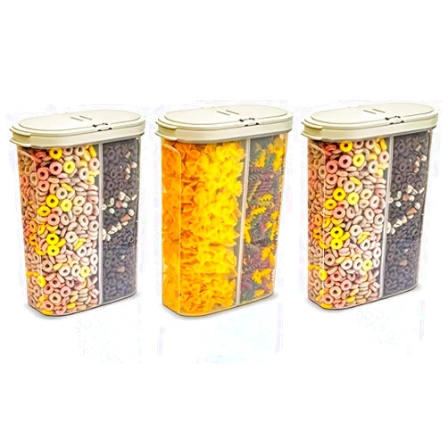 Generic 5 Liter BPA Free Cereal Storage Containers 2-in-1 Box, Plastic Food Storage Container with Airtight Lids, Durable, Stackable Kitchen Dispenser for Cereals (2)