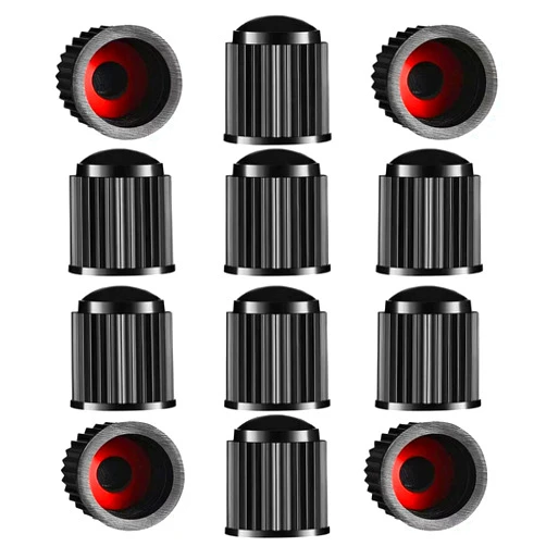 Generic The Upgraded Version has a Sealing Ring Tire Valve Stem Caps (12pcs Black)