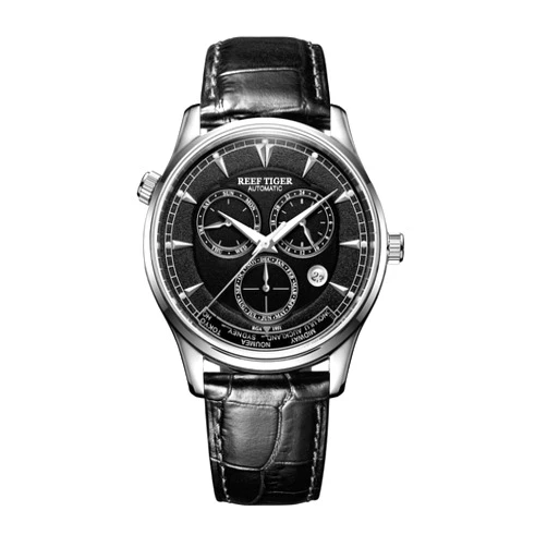 REEF TIGER Men's World Time Watches Rose Gold Automatic Analog Watches with Date Day RGA1951 (RGA1951-YBB)