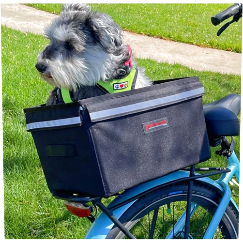 Bushwhacker Portland - Bike Rack Dog, Grocery and Goods Carrier - Bicycle Pannier Crate Cycling Basket Trunk Bag Rear Bed Storage Leash Carry Cargo Pet Commuter Behind Seat Accessories Ebike (Small)