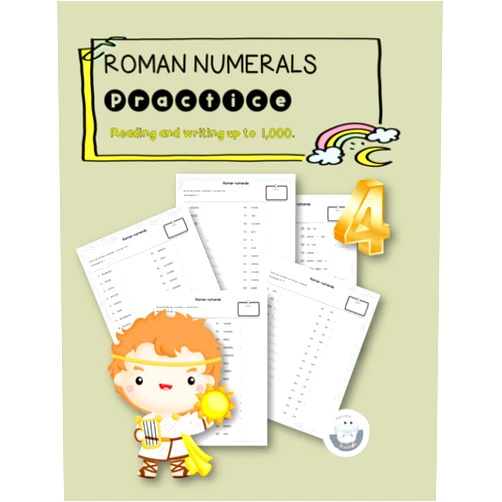 Nasipa Learning Roman Numerals Practice Reading and Writing up to 1,000.: Workbook For Grade 3rd - 4th