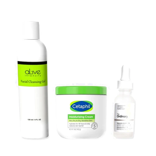 Alive Intensity 'Cetaphil' Hydrating Moisturizing Cream | The 'Ordinary' Hyaluronic Acid 1 oz. | Cleansing Gel 4 oz.