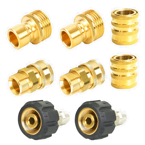 Xiny Tool Pressure Washer Adapter Set, Quick Disconnect Kit With M22 Metric Male Thread Quick Connector, M22 Swivel to 3/8'' Quick Connect, 3/4