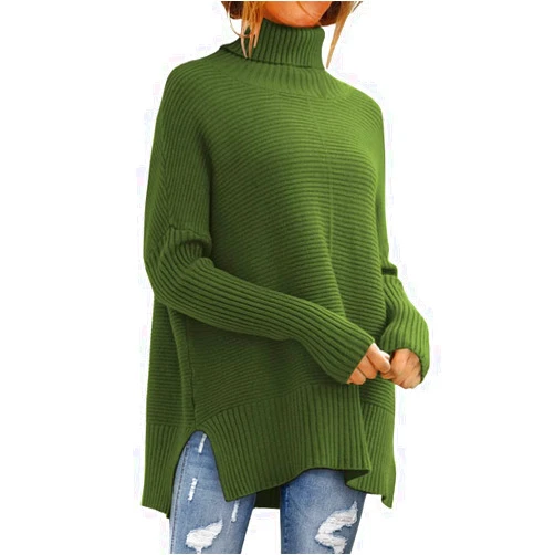 LILLUSORY Women's Oversized Turtleneck Sweaters 2024 Fall Batwing Sleeve Ribbed Tunic Sweater