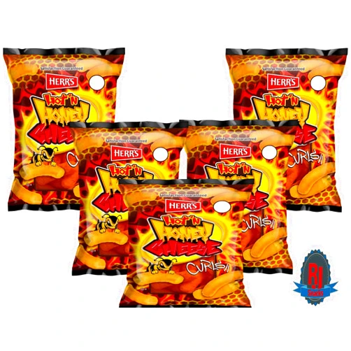 RJ SNACKS LLC Herr`s Hot & Honey Cheese Curls, 1OZ (Curated by RJ Snacks 40 Bags Value Pack)