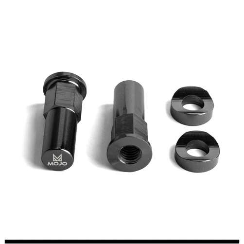 MojoMotoSport - Anodized CNC Billet Rim Lock Nuts & Tapered Washers - Black - MOJO-HUS-RLBLK
