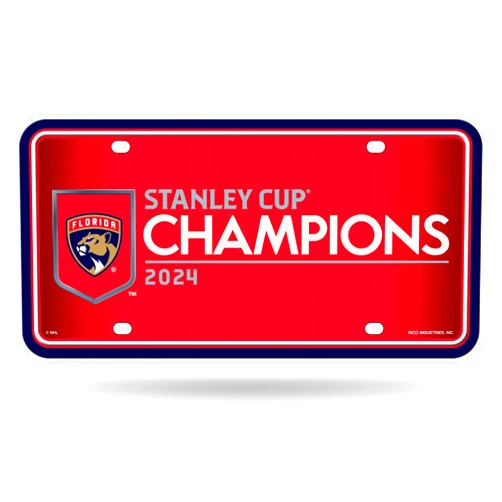 Rico Industries NHL Hockey Florida Panthers 2024 Stanley Cup Champions Metal Auto Tag 6