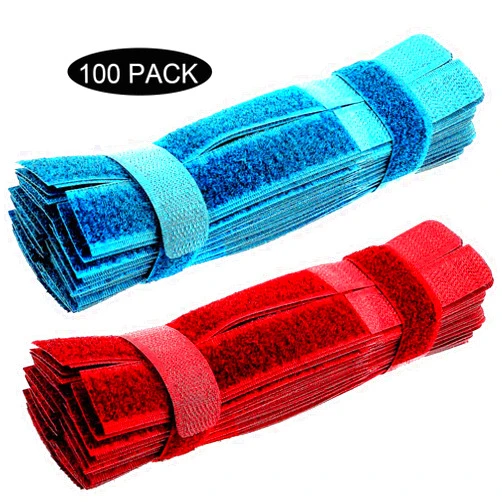 Careda 100pcs careda Cable Ties Reusable Fastening Wire Organizer Management Loop Strap Cord Rope Holder 7 Inch Holder for Car, Office and Home Computer (SkyBlue+red) skyblue+red 100 pcs