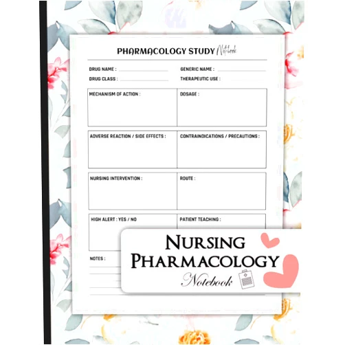 ALMOMARID Publishing Nursing pharmacology notebook: A blank medication template notebook (120 Pages - 8.5 x 11 in)