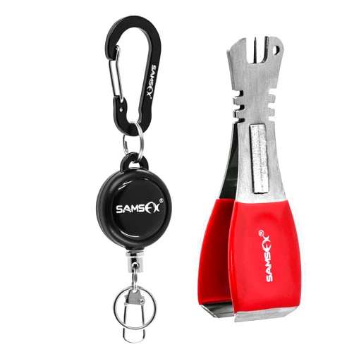 SAMSFX Fishing Big Nippers with Zinger Retractors Fishing Line Cutters with Retractable Badge Holder Fly Fishing Tools Combo (Big Nippers with Carabiner and Retractors)