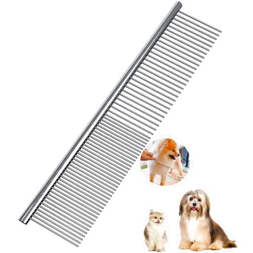 ItPlus Dog Comb, Metal Dog Grooming Combs with Rounded Ends Stainless Steel Teeth for Grooming Matting Cats Dogs Comb Brush Tool for Long Haired Pets Gently Remove Tangles and Knots