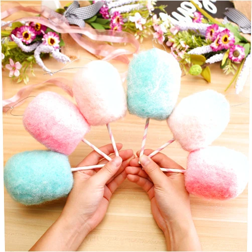 Kewlife gift Felted Wool Lollipop Christmas Tree Hanging Ornaments - Handcrafted Felt Wool Lollipop Pink White Blue Christmas Ornaments for Home Party Set of 6 Cotton Candy Land Theme