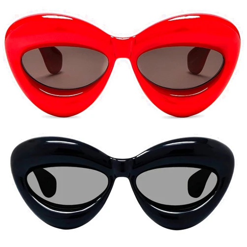 Akirawang Fashion Inflated Cat-eye Sunglasses for Women Oversized Frame Sexy Lip Candy Color Glasses Trendy Designer Style